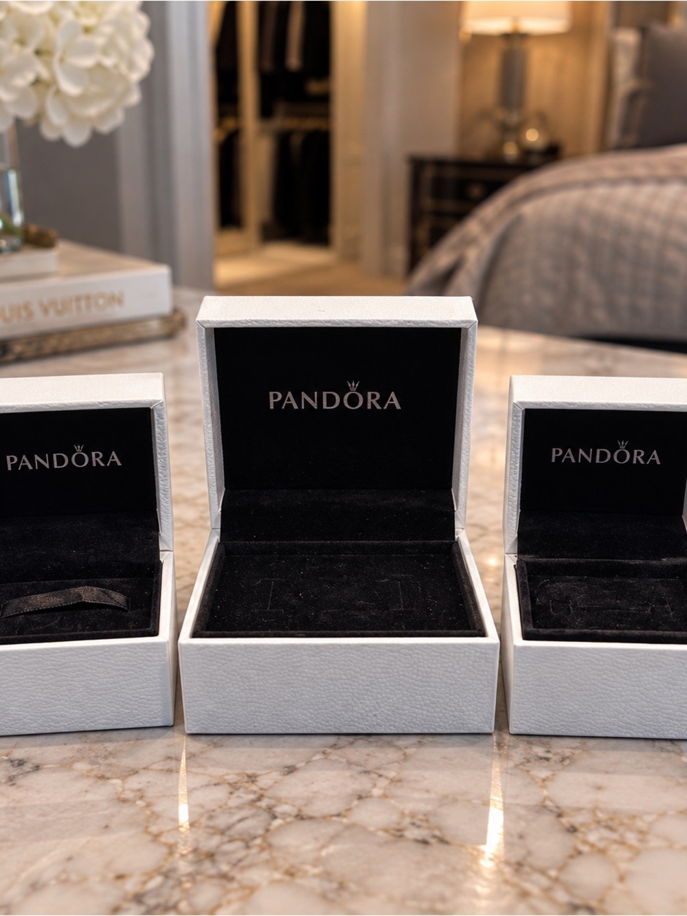 Pandora Jewelry Box Set of 3 White Boxes